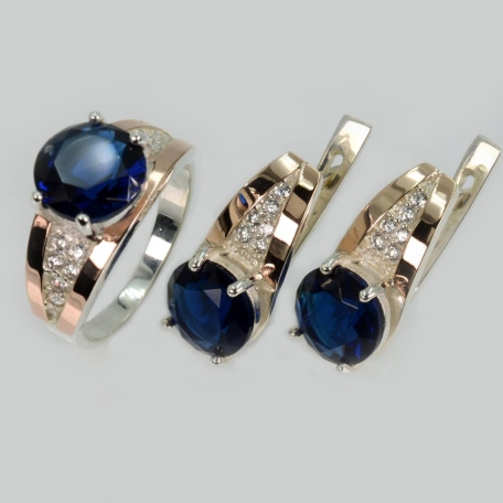 Срібний гарнітур з золотими пластинами