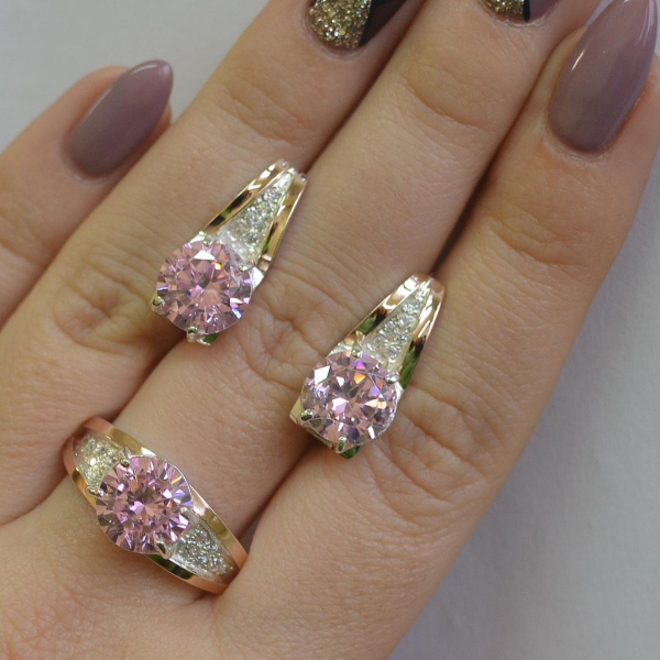 Срібний комплект з золотими пластинами