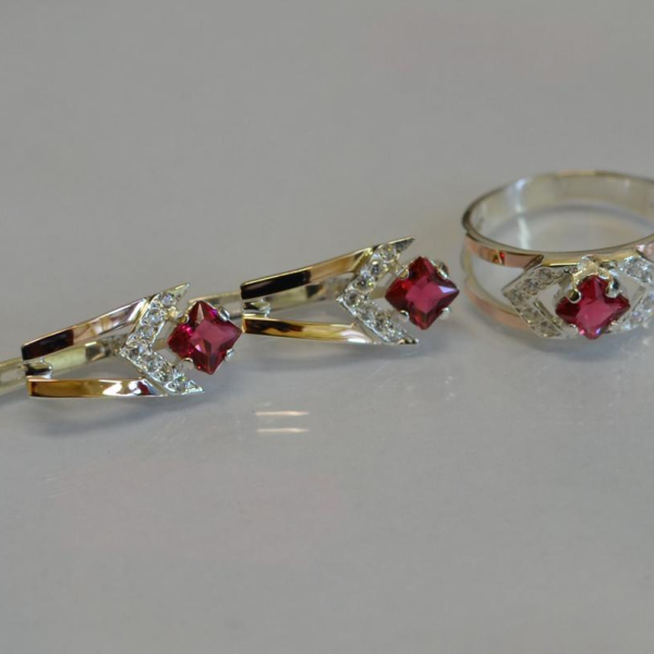 Срібний комплект з пластинами із золота