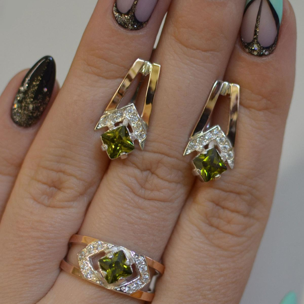 Срібний комплект з пластинами із золота