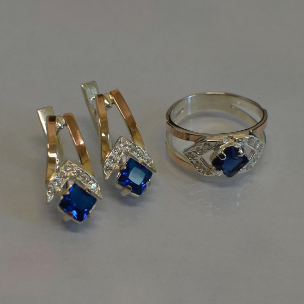 Срібний комплект з пластинами із золота