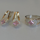 Срібний комплект з пластинами із золота