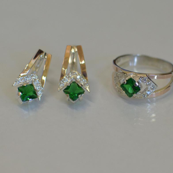 Срібний комплект з пластинами із золота