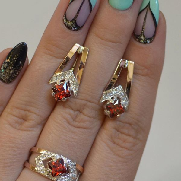 Срібний комплект з пластинами із золота