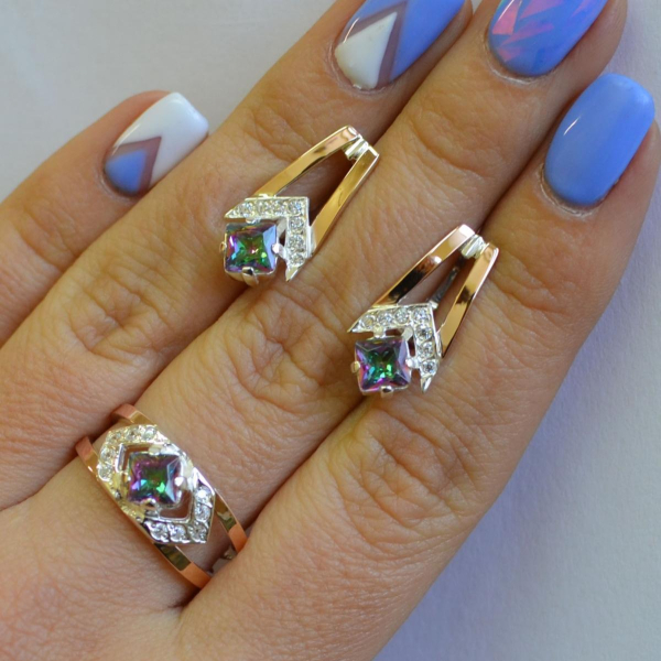 Срібний комплект з пластинами із золота