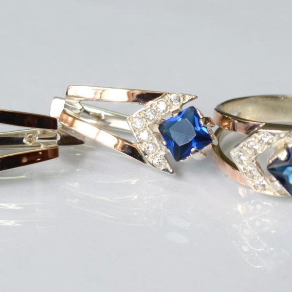 Срібний комплект з пластинами із золота