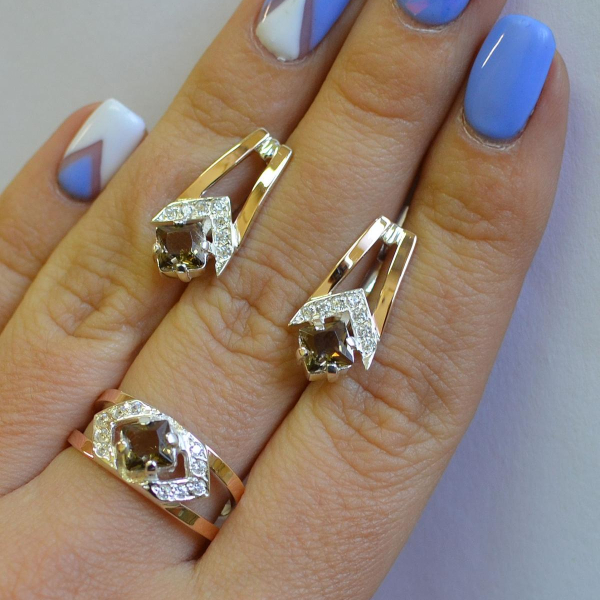 Срібний комплект з пластинами із золота