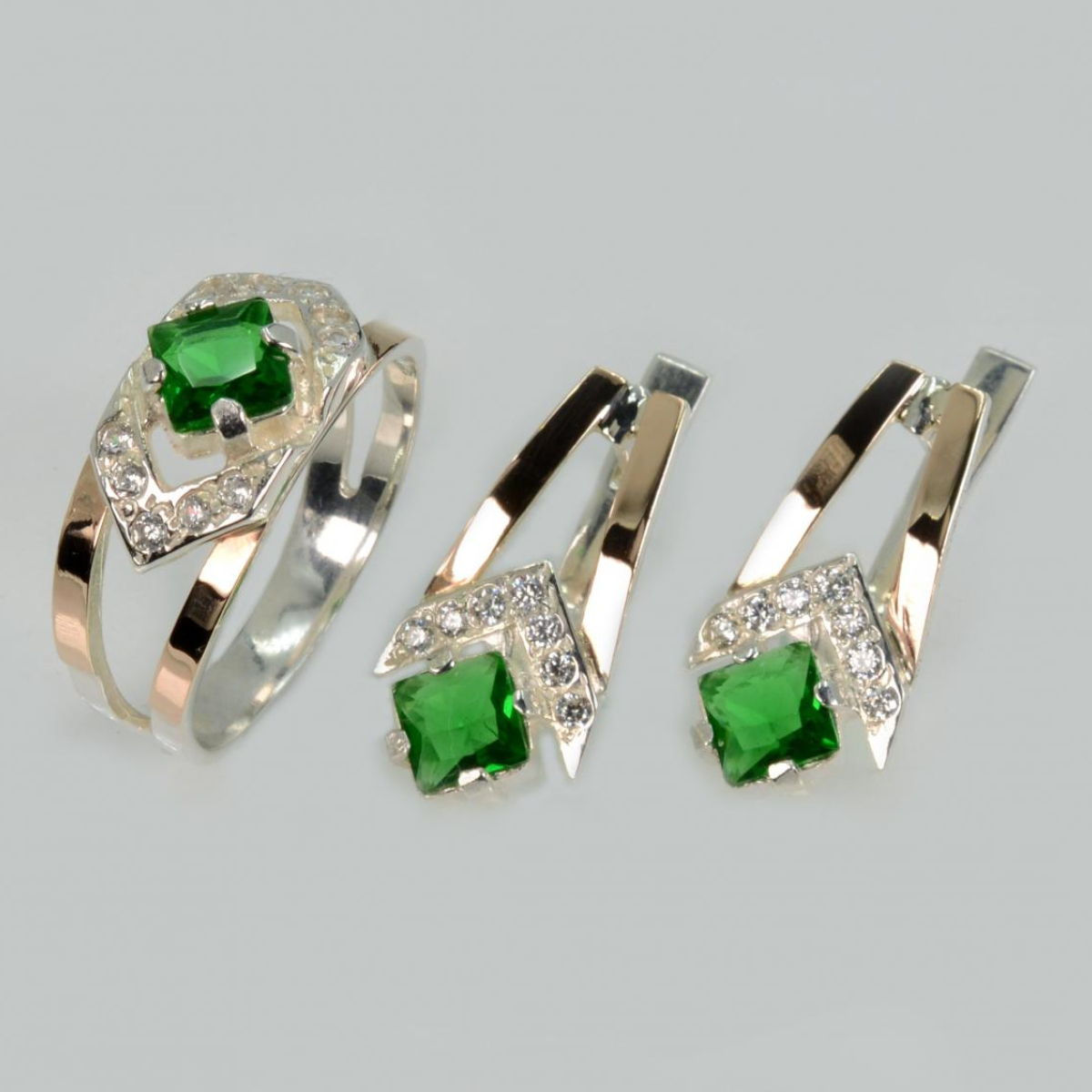 Срібний комплект з пластинами із золота