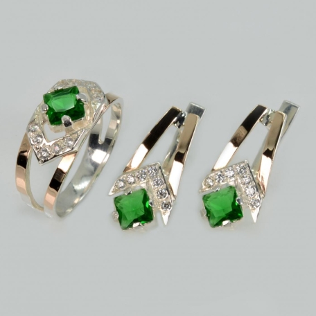 Срібний гарнітур з золотими пластинами