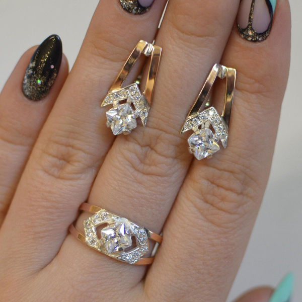 Срібний комплект з пластинами із золота