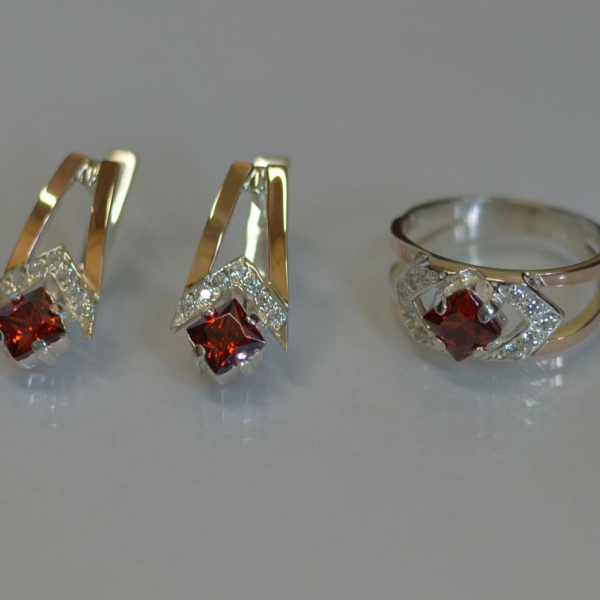 Срібний комплект з пластинами із золота