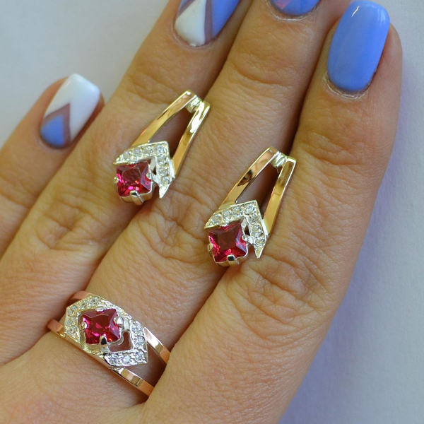 Срібний комплект з пластинами із золота