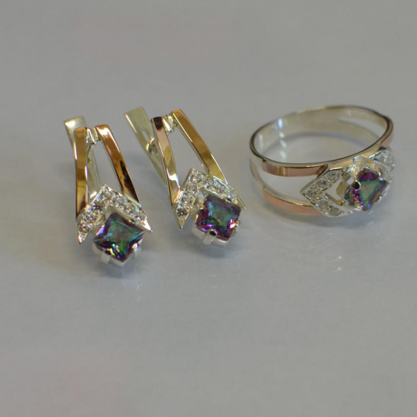 Срібний комплект з пластинами із золота