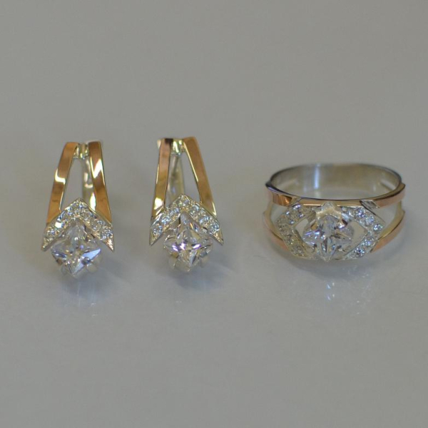 Срібний комплект з пластинами із золота