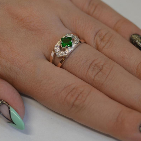 Срібна каблучка з золотими напайками