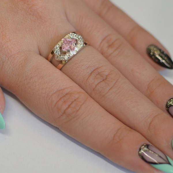 Срібна каблучка з золотими напайками