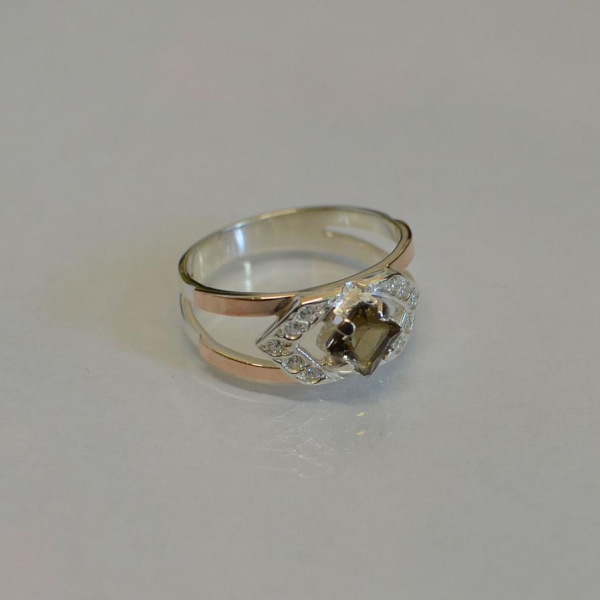 Срібна каблучка з золотими напайками