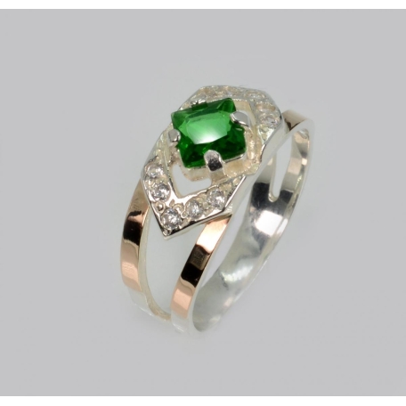 Серебряное кольцо с золотыми напайками