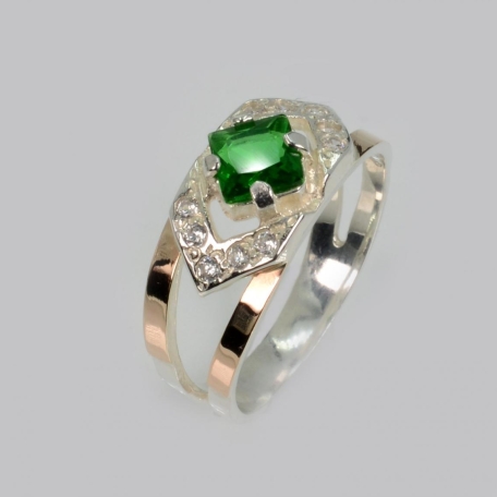 Срібна каблучка з золотими напайками