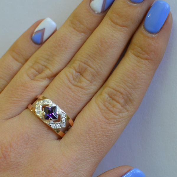 Срібна каблучка з золотими напайками