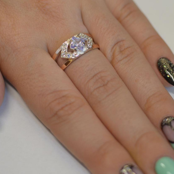 Срібна каблучка з золотими напайками