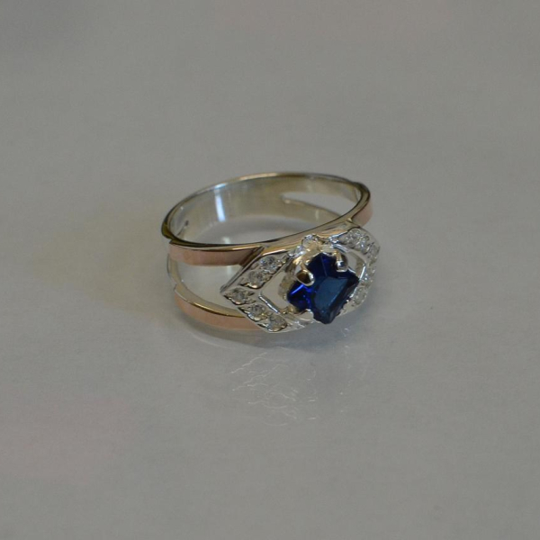 Срібна каблучка з золотими напайками