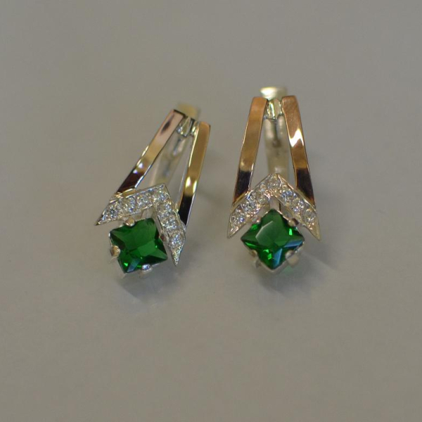 Срібні сережки з золотими пластинами