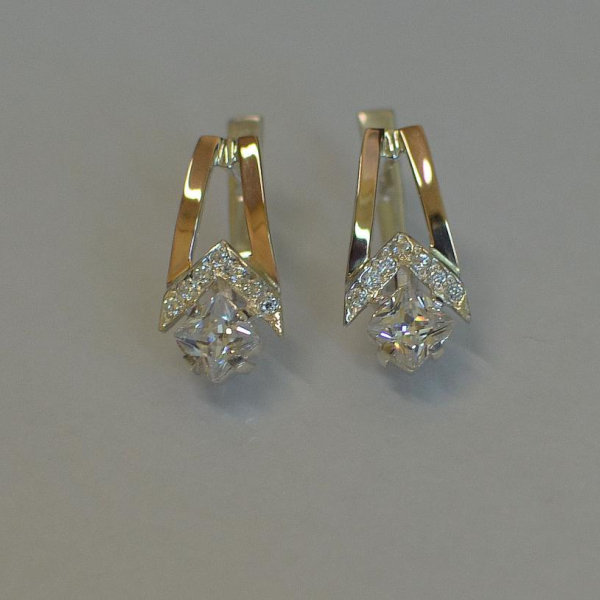 Срібні сережки з золотими пластинами