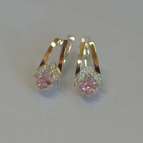 Срібні сережки з золотими пластинами