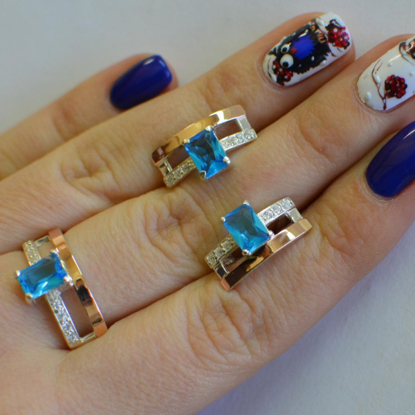 Срібний гарнітур з золотими напайками