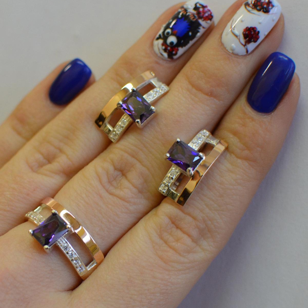 Срібний гарнітур з золотими напайками