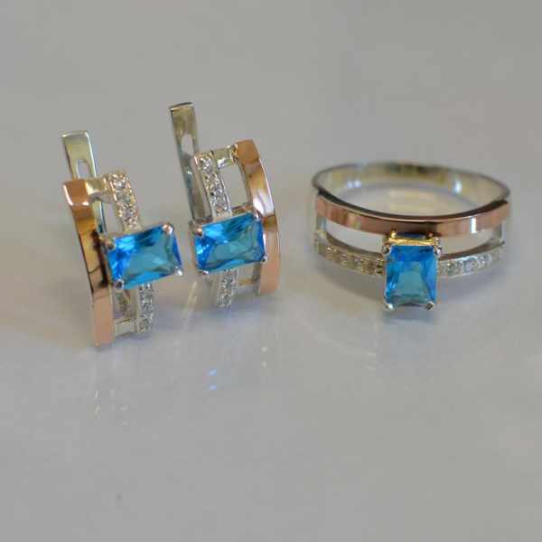 Срібний гарнітур з золотими напайками