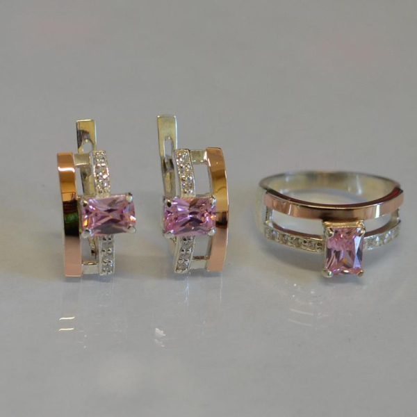 Срібний гарнітур з золотими напайками