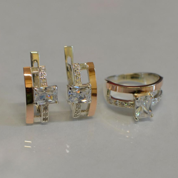 Срібний гарнітур з золотими напайками