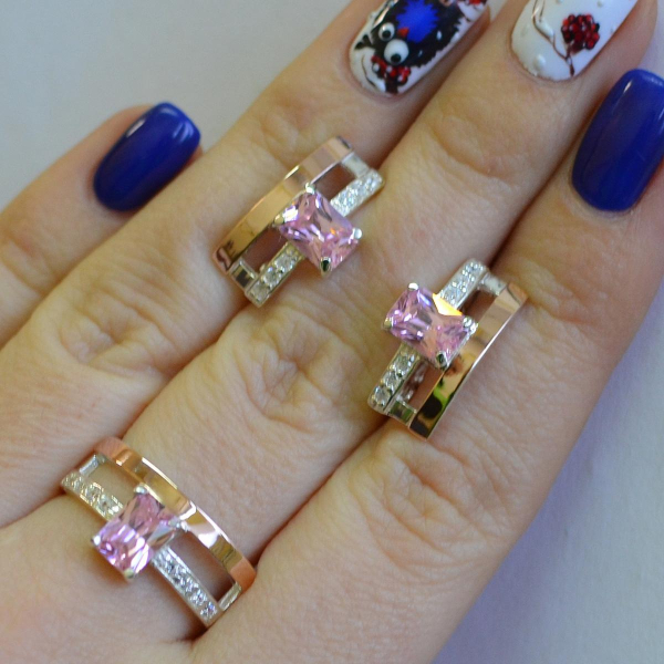 Срібний гарнітур з золотими напайками