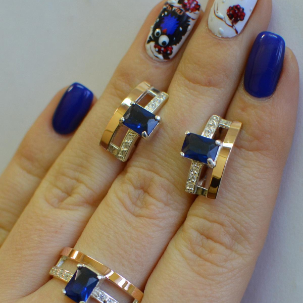 Срібний гарнітур з золотими напайками