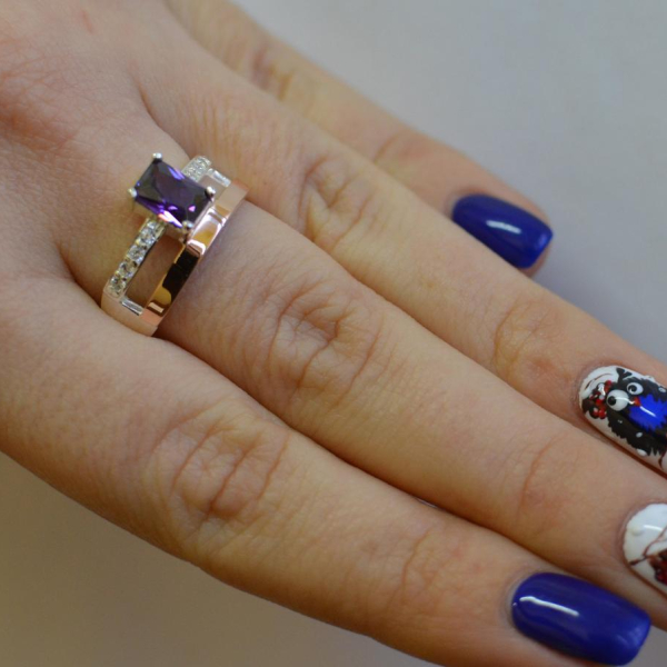 Срібна каблучка з накладками з золота