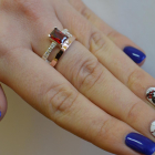 Срібна каблучка з накладками з золота