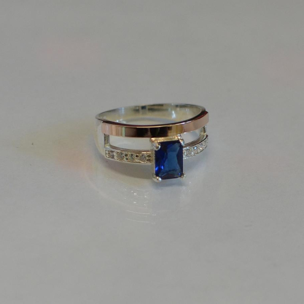 Срібна каблучка з накладками з золота