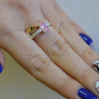 Срібна каблучка з накладками з золота