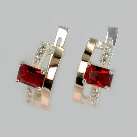 Срібні сережки з золотими пластинами