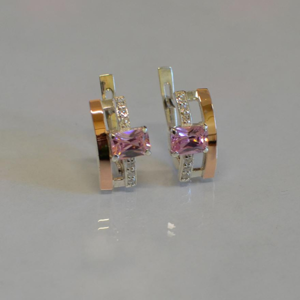 Срібні сережки з золотими пластинами