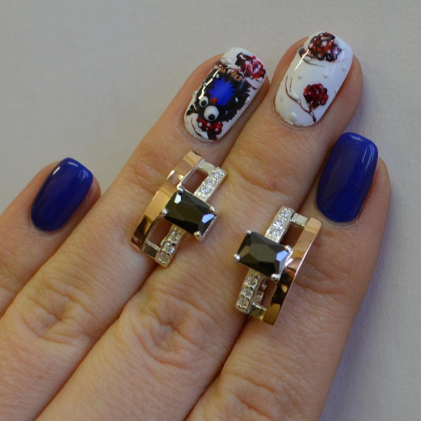 Срібні сережки з золотими пластинами