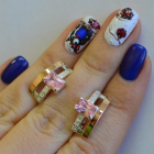 Срібні сережки з золотими пластинами