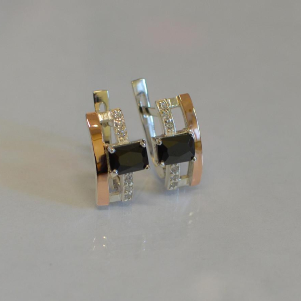 Срібні сережки з золотими пластинами