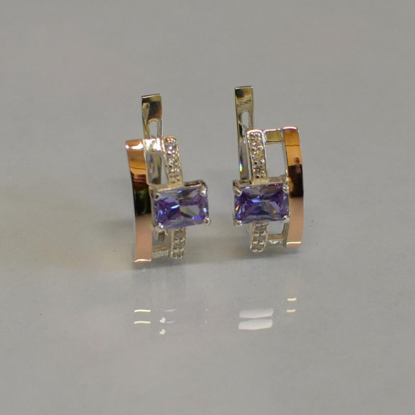 Срібні сережки з золотими пластинами