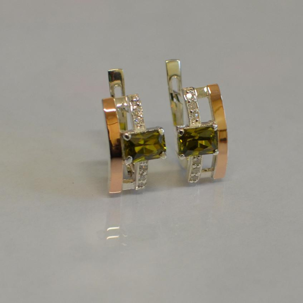 Срібні сережки з золотими пластинами