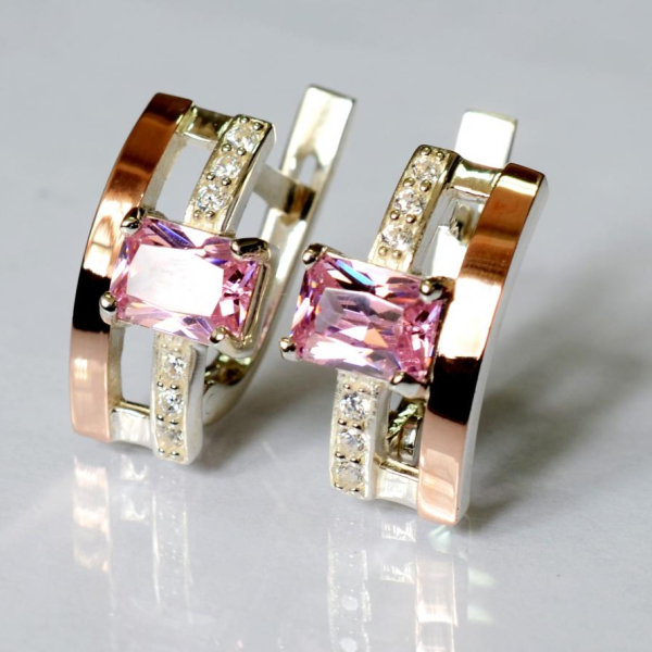 Срібні сережки з золотими пластинами