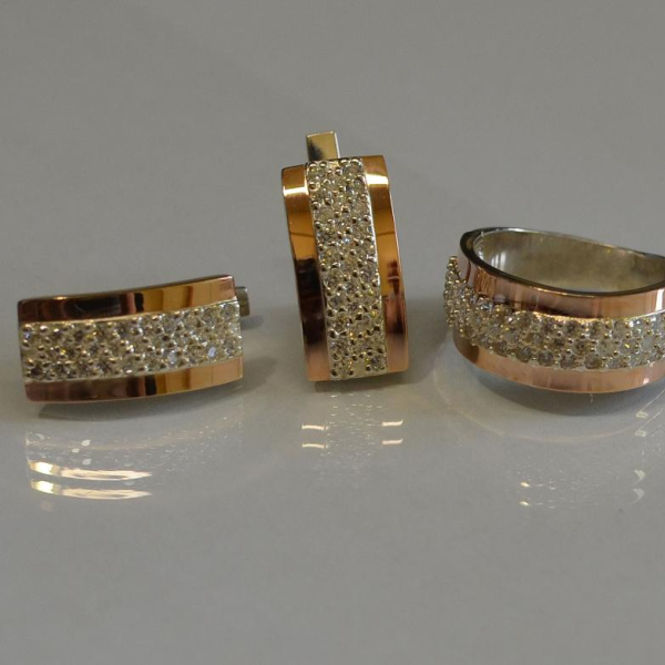 Срібний набір з накладками з золота