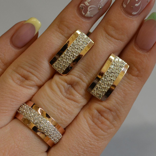 Срібний набір з накладками з золота